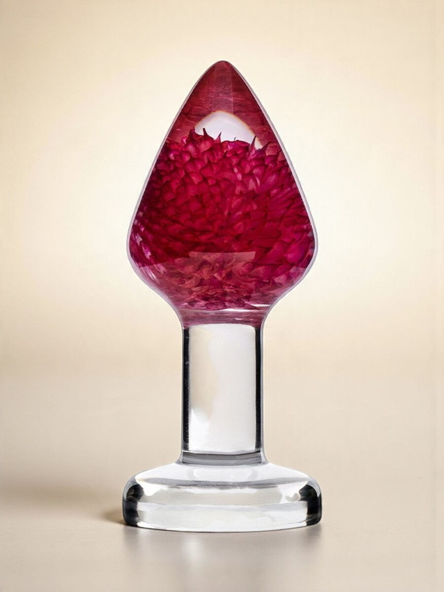 Loviss Butt plug en résine avec fleur naturelle séchée