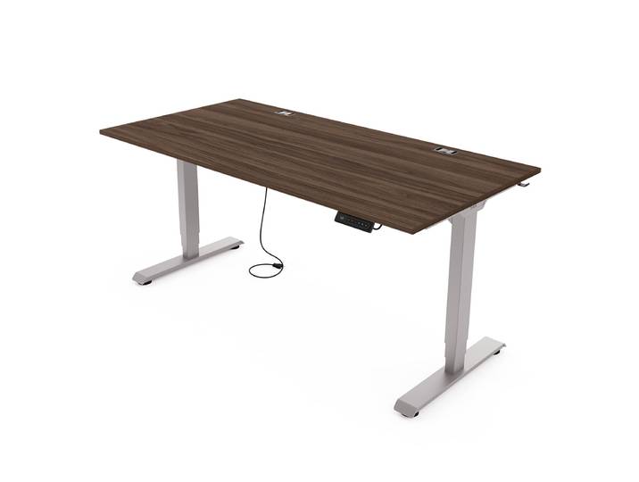 Yaasa Desk Essential, 120x80 cm, Walnuss/Grau - Schreibtisch elektrisch höhenverstellbar