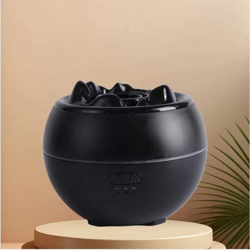 INF Flammeneffekt Aroma Diffuser Luftbefeuchter - Ultraschall Ätherisches Öl Diffuser mit simuliertem Flammenlicht Schwarz