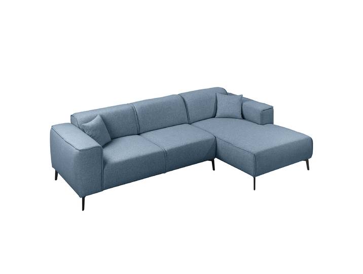Canapé d angle méridienne Bleu Tissu Nea 281 x 70 x 167cm Méridienne courte à droite vue de face Moderne