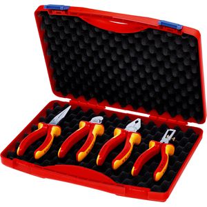 Knipex Zangenset 00 20 15, Werkzeug-Box RED, Elektro Set 1, 4 Zangen, 160 - 200 mm, im Koffer, VDE isoliert