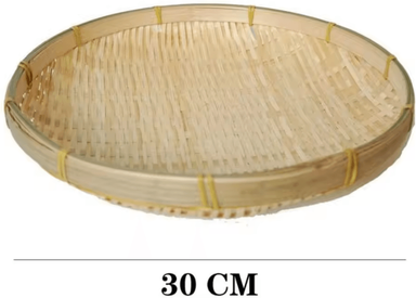 Inspire Curations EcoWeave Handmade Bamboo Tray Basket Natural Wicker Bread & Serving Basket 30cm