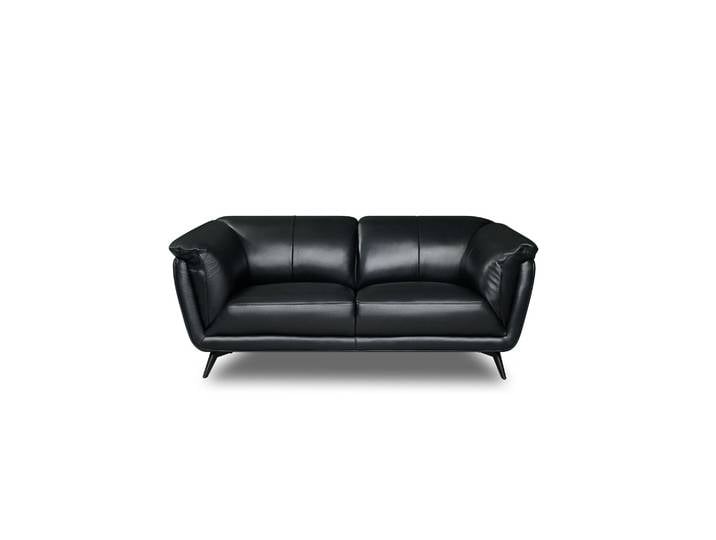 2-Sitzer Ledersofa Parma - Echtleder Schwarz, 178 cm