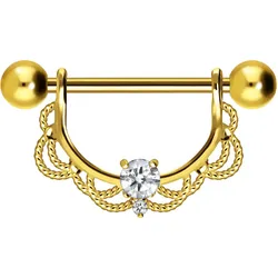 Chirurgenstahl Nippelpiercing ORIENTALISCHES DESIGN + KRISTALL