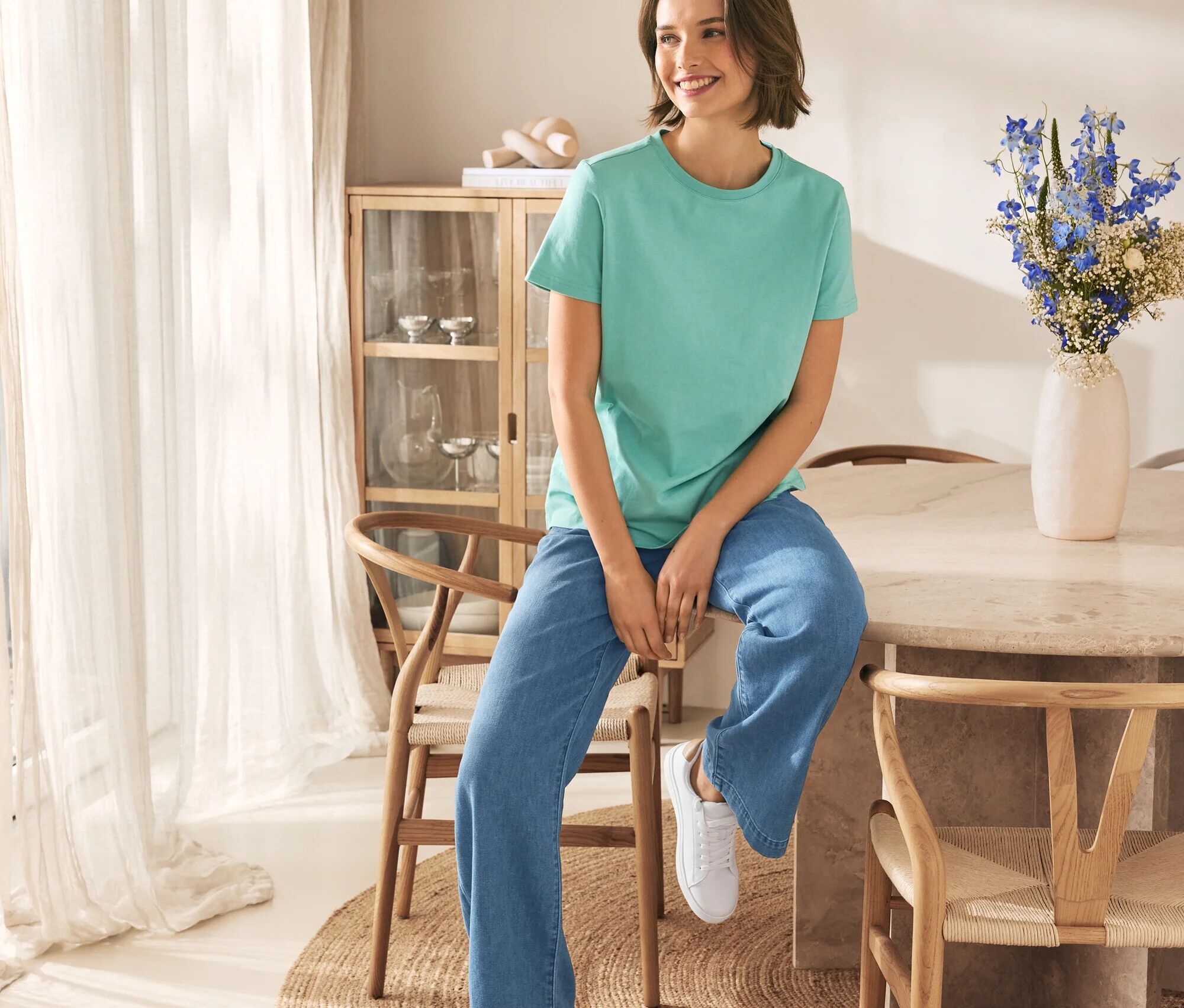 Tchibo - Palazzo Jeans – Fit »Neni« - Damen - Gr. 42 - dunkelblau
