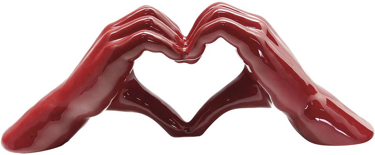 Gilde Handwerk Heart Sign Hands Beeld Sculptuur Rood Keramiek