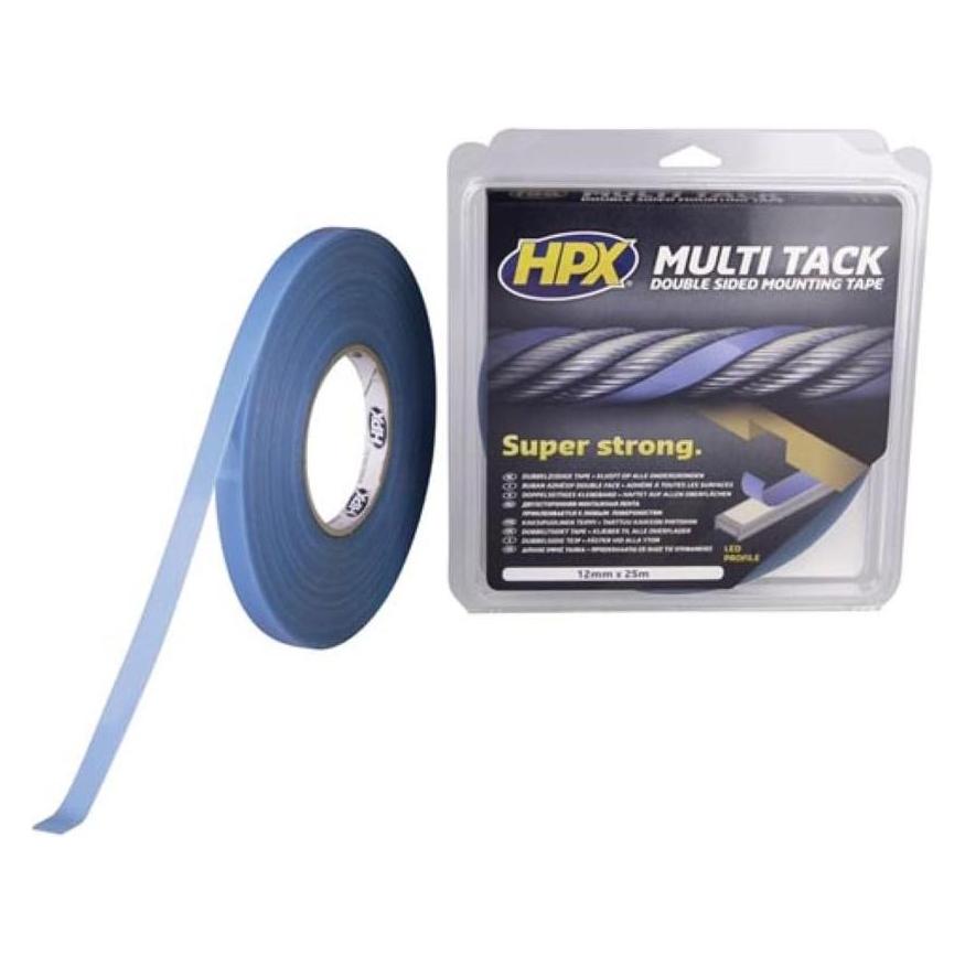 HPX Doppelseitiges Multi-tack Klebeband - halbtransparent - 12 mm x 25 m (12 mm) (HPXPA1225)