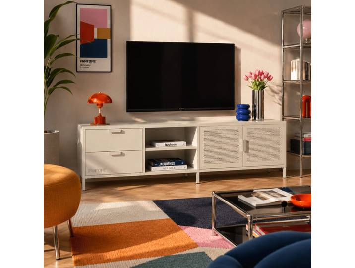 Meuble tv métal beige sable 200cm