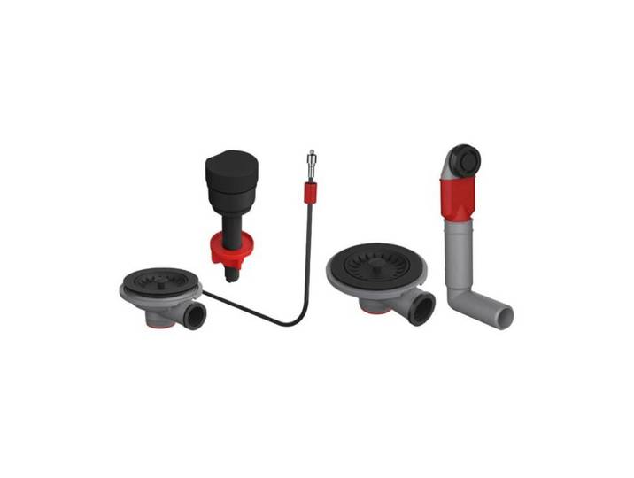 FRANKE Einbauspüle schwarzes Ventilset mit Drehknopf und rundem Überlauf für 1,5 & 2 Beck