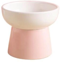 Inspired Living ComfortLift Ceramic Raised Pet Bowl Elevated Cat & Dog Feeding Dish (300ml) white pink