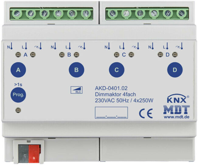 MDT technologies Actionneur de gradation 4 canaux 6TE REG 250W, 230VAC AKD-0401.02 (AKD-0401.02)