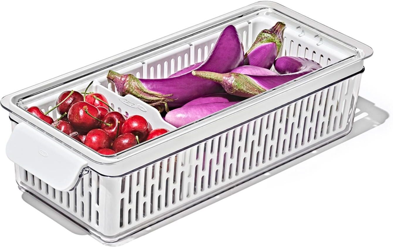 Aufbewahrungssystem OXO GOOD GRIPS "OXO Obst und Gemüseaufbewahrung - Langebehälter", transparent, B:37cm H:9,3cm, Kunststoff, Lebensmittelaufbewahrungsbehälter, Aufbewahrungssystem transparent B/H/L: 37cm x 9,3cm