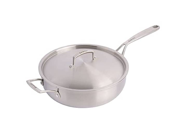 Babish Tri-Ply Stainless Steel Saute Pan w/Lid, 5-Quart