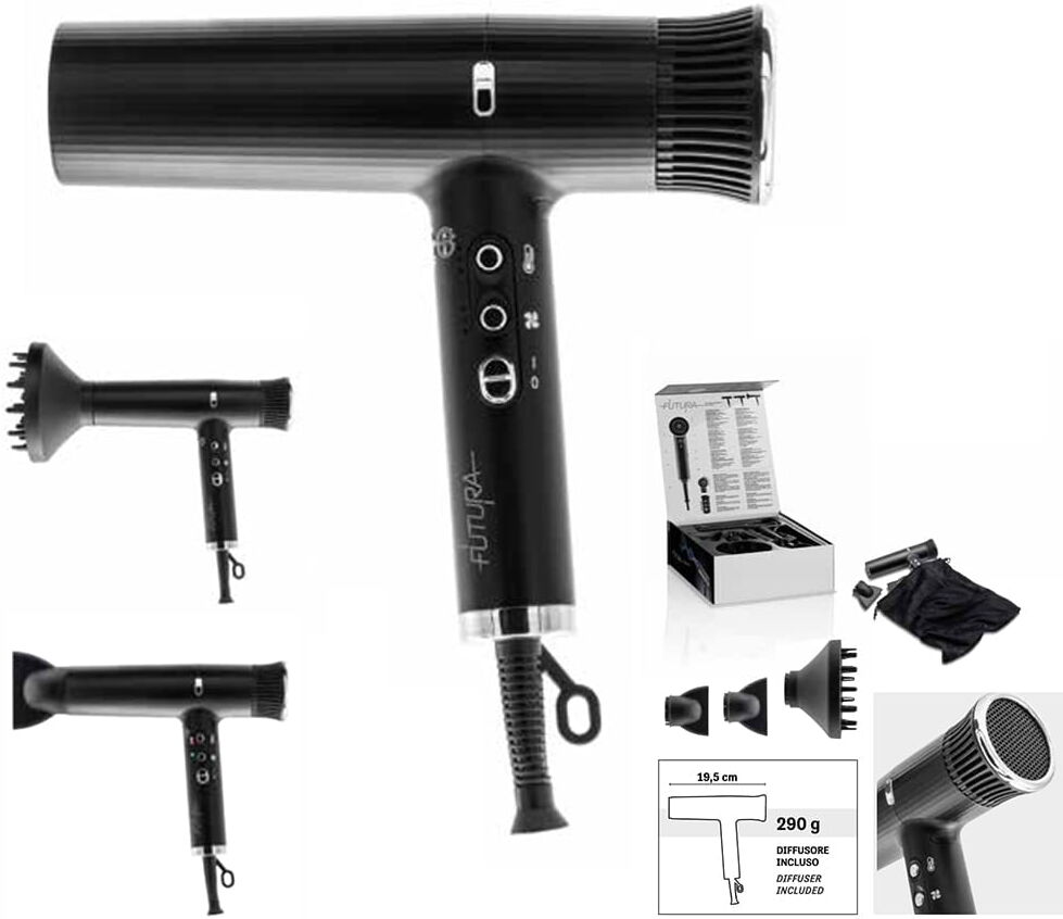 Xanitalia Phon STHAUER Futura Professionale Asciugacapelli Compatto e Potente con Tecnologia Ionica NERO