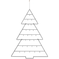 Adventskalender Tanne Metall schwarz silber 65x86x2 cm