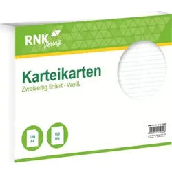 Karteikarte liniert, 170 g/qm, DIN A4, weiß, 100 Stück