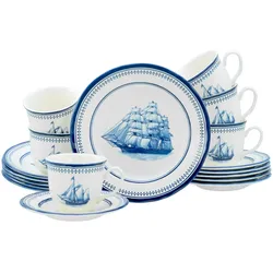 creaTable Kaffeeservice 18-tlg. SEGELSCHIFF - B/H/T ca. 32.00x32.00x21.00