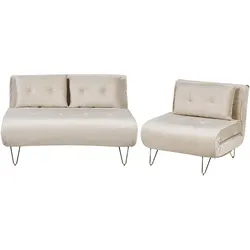 3-SITZER SOFA SET Samtstoff Beige Vestfold