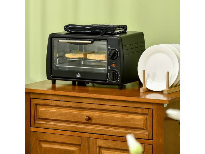 HOMCOM Mini-Four 10L Noir avec Minuteur et Accessoires