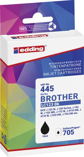 Edding Druckerpatrone ersetzt Brother LC123BK Kompatibel Schwarz EDD-445 18-445-01