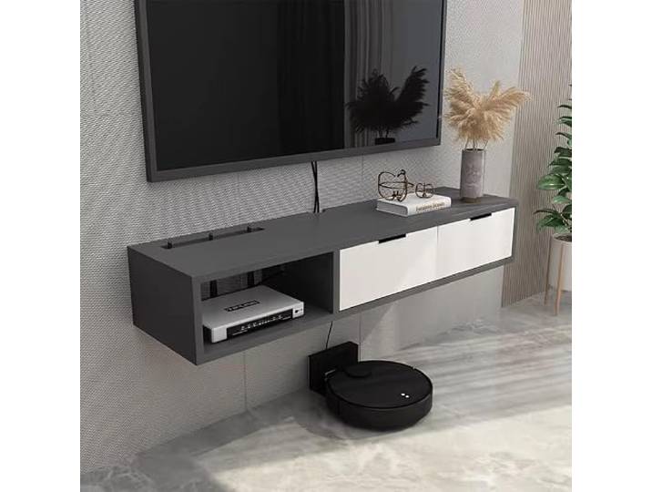 tv schrank Schwimmender TV-Ständer for TV-Entertainment-Center mit Stauraum Schrank-Medienkonsolenregal for Wohnzimmer und Schlafzimmer