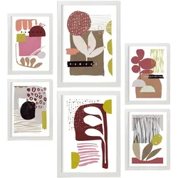 POSTER Set Mit 6 Eigenartige Form 2 In Blume Zusammenfassung A3 & A4 Weißer Rahmen