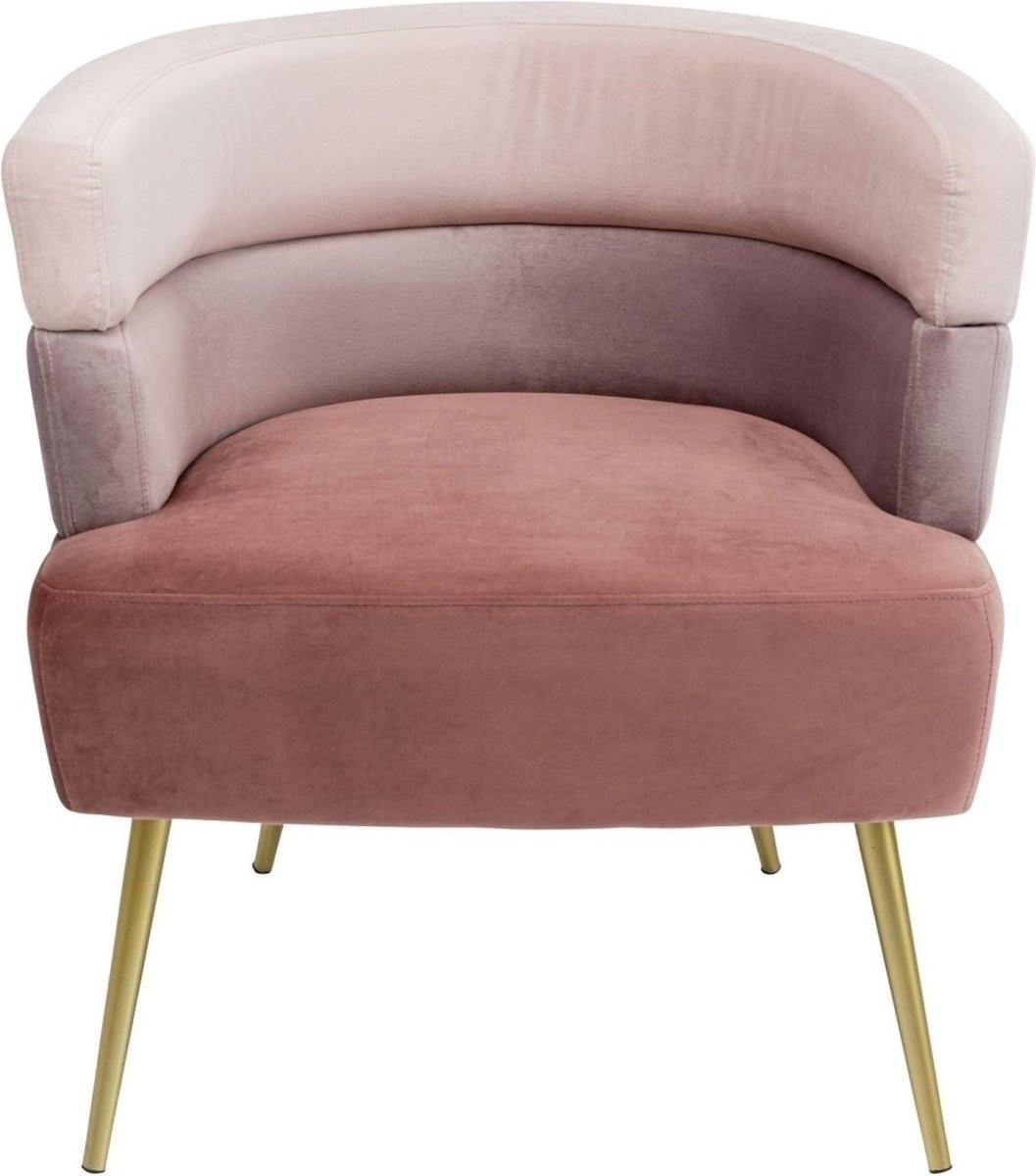 Kare Design Sandwich Fauteuil Velvet - Fluweel Roze - Gouden Poten