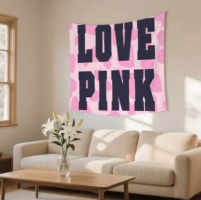 Inspire Picks BlushLove Pink LOVE Tapestry Romantic Wall Hanging For Cozy Bedroom Decor 5 90x140cm