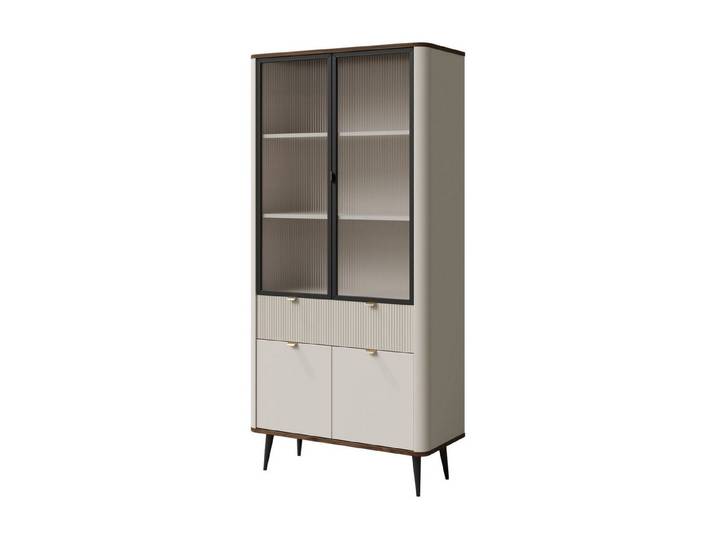 ROYAL24_MARKT Vitrine Marly Vitrine 90 cm mit 2 Glastüren, 2 Türen und 1 Schublade