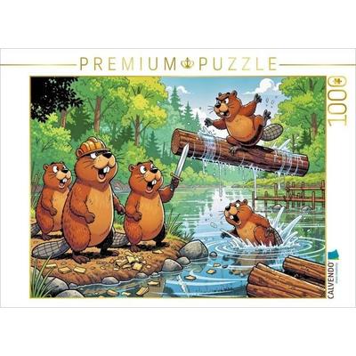 CALVENDO Puzzle Biberstark - weil wir's einfach besser nagen! | 1000 Teile Lege-Größe 64x48cm Foto-Puzzle für glückliche Stunden
