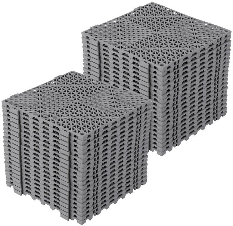 Blue Elephant 50 Pack Interlocking Floor Tiles 12" x 12" Modular Interlocking Cushion Soft PVC Floor Non-Slip Splicing Waterproof Mat,Non-Slip Drainage Holes for Ki Grey Deck Tile Kit