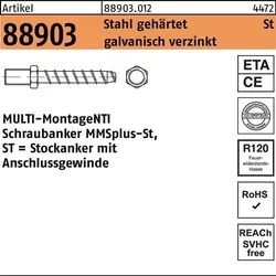 Stockanker R 88903 MMSplus-St 7,5x120 M8 SW 10 Stahl galv.verz. 50St. HECO