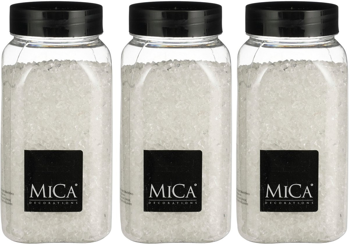 Mica Decorations decoratie steentjes granulaat transparant 3x 650 ml 2-4 mm siergrind