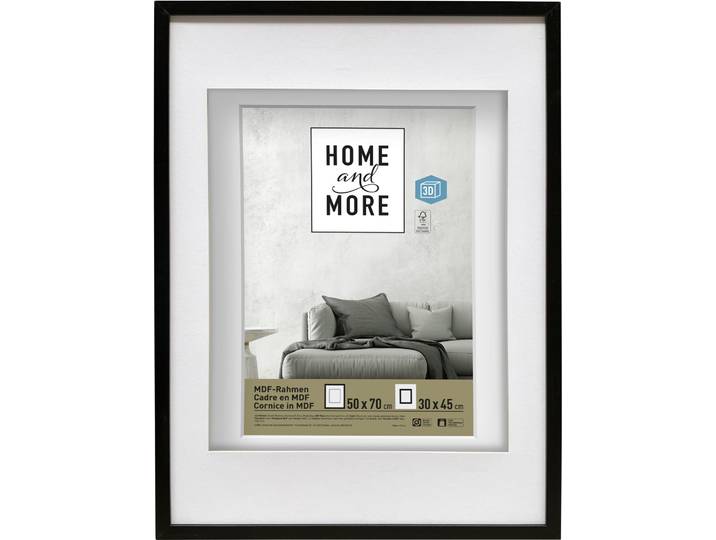 Home and More Bilderrahmen PPT 3D 50 x 70 cm Schwarz MDF