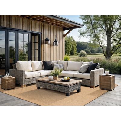 Teppich DEKOWE "Naturino Rips", beige (natur), B:67cm H:7mm L:133cm, Kunstfaser, Teppiche, Teppich, Flachgewebe, Sisal-Optik, mit Bordüre, In- und Outdoor geeignet