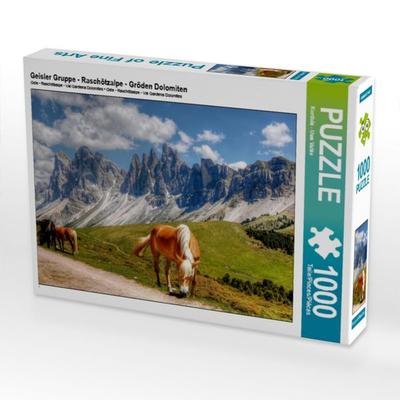 CALVENDO Puzzle Geisler Gruppe - Raschötzalpe - Gröden Dolomiten | 1000 Teile Lege-Größe 64x48cm Foto-Puzzle für glückliche Stunden