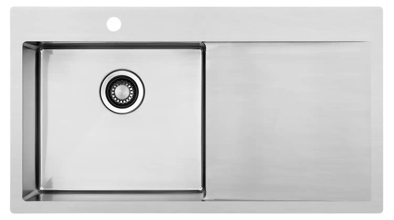 LAVABO KUBUS 900 L soft Edelstahlspüle mit Becken links / Ausschnittmaße: 880 x 480 / Spüle / Lavabo / Designspüle