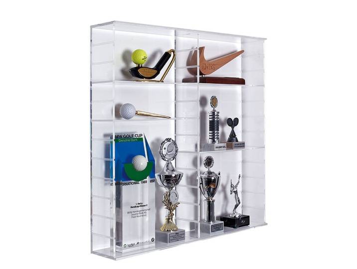 Safe-Album Vitrine Acryl-Vitrine Typ B 2 x 5 Zwischenböden mit Schiebetür I SAFE erweiterbar