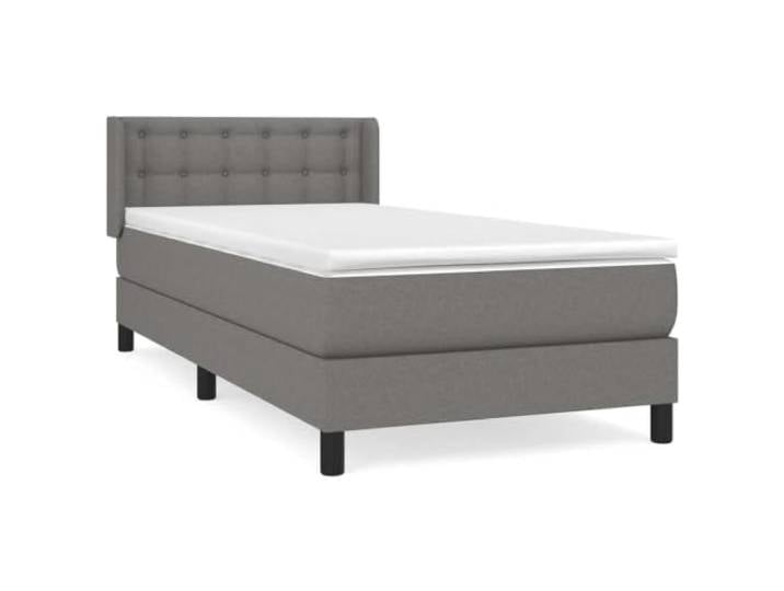 PUGYNBK Boxspringbett, 90 x 190 cm, mit Taschenfederkernmatratze Verstellbares Kopfteil, mittlere Festigkeit, atmungsaktiver Stoff, stabile Unterstützung