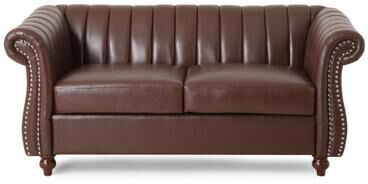 GREATPLANINC Loveseat 2 Seat Sofa Chaise Lounge Nailhead Trim Armchair, Dark Brown