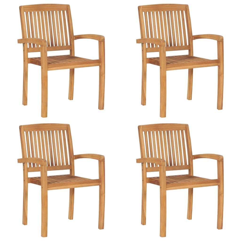 The Living Store Stapelbare Gartenstühle 4 Stk. Massivholz Teak