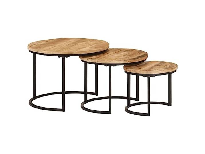 Tables gigognes 3 pcs bois de manguier massif brut