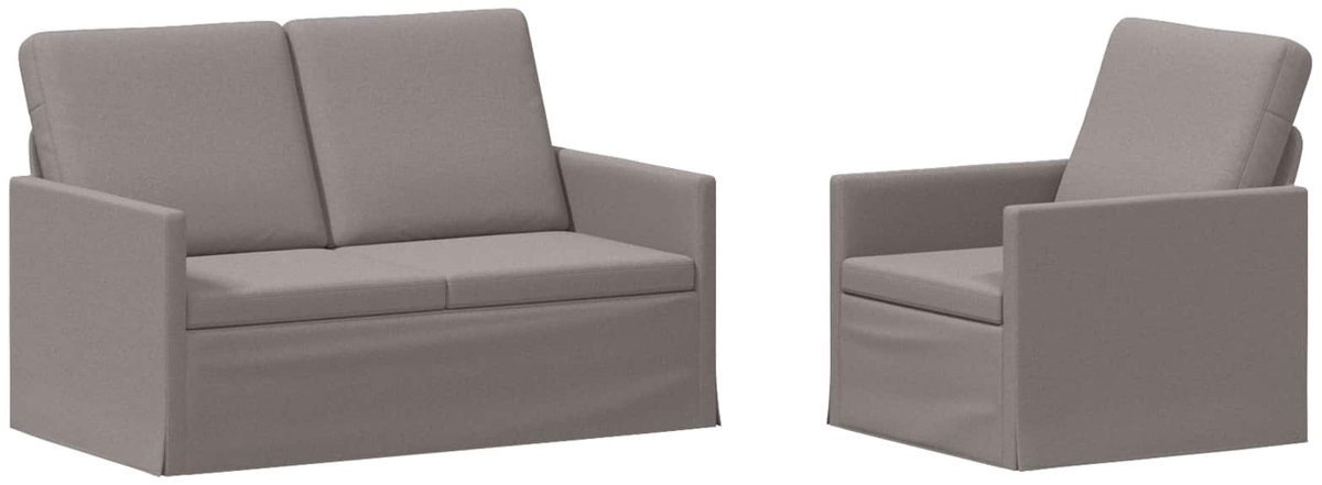 vidaXL Moderne Bankstel Set van 2 stuks - Taupe - Stof