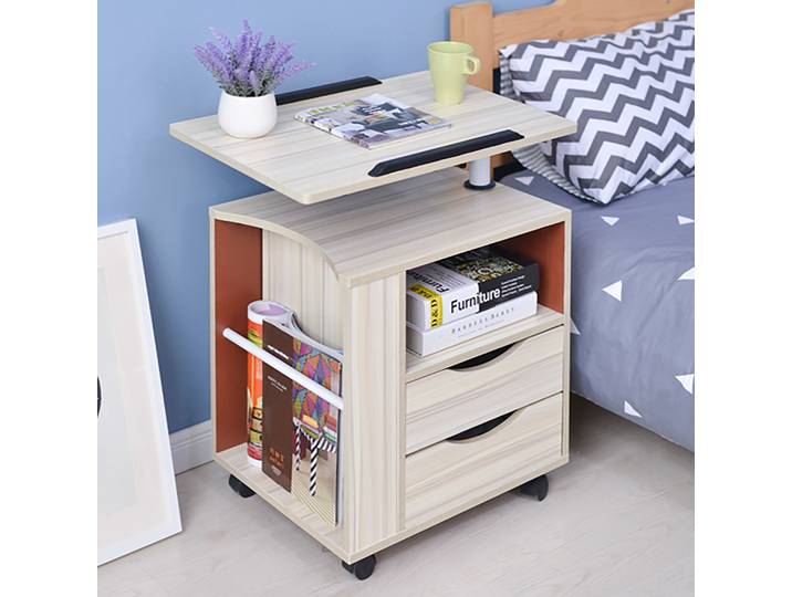Bureau d'ordinateur portable paresseux, Table de chevet amovible, Table élévatrice, bureau de rangement, Table élévatrice multifonctionnelle pour la maison