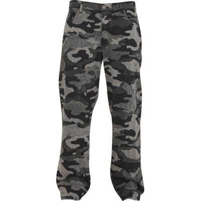 Cargohose URBAN CLASSICS "Urban Classics Laser Camo Printed Jeans", Herren, Gr. 30, Normalgrößen, schwarzlasercamo, 100% Baumwolle, relaxed fit, Hosen Cargohose
