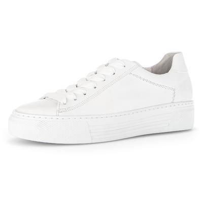 Plateausneaker GABOR "FLORENZ", Damen, Gr. 38, Textil, weiß, Kalbsleder, Schuhe Plateausneaker, Freizeitschuh, Halbschuh, Schnürschuh mit dezenten Ziernähten