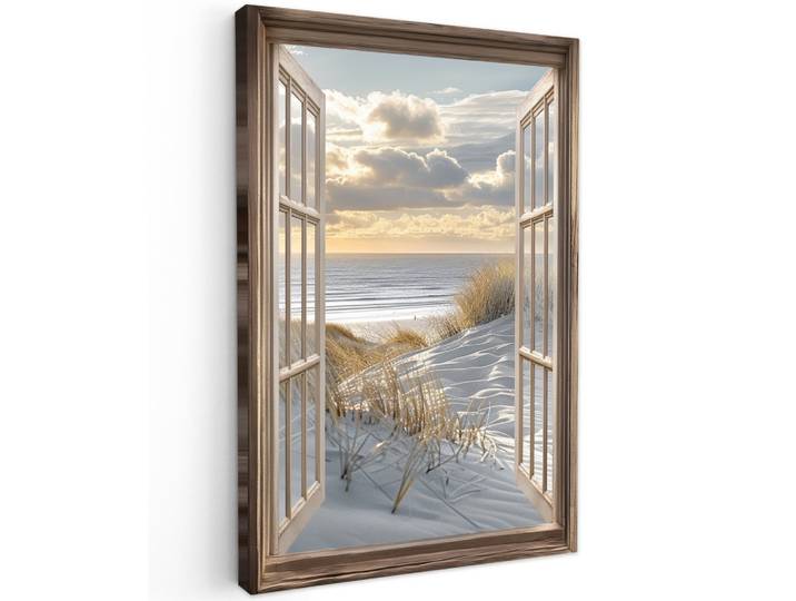 LEINWANDBILD Ausblick - Strand - Dünen - Meer - Natur Wanddeko 40x60 cm