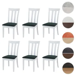 6er-Set Esszimmerstuhl HWC-G46, Küchenstuhl Stuhl, Stoff/Textil Massiv-Holz ~ weißes Gestell, grün