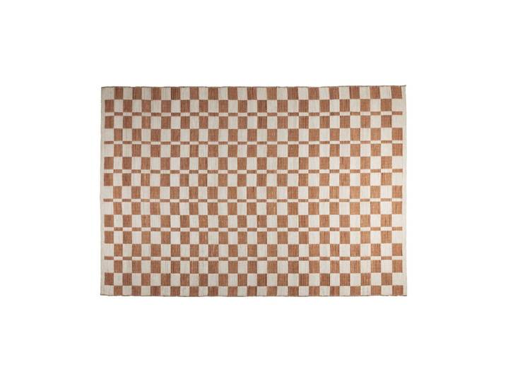 Tapis 160x230 cm en plastique recyclé beige Checker