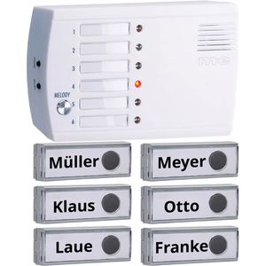 modern-electronics Funk-Rufsystem FRS-106.1, 200m Funk, Set, IP44 Spritzwasserschutz, 36 Melodien, 6 Sender, mit Batterie